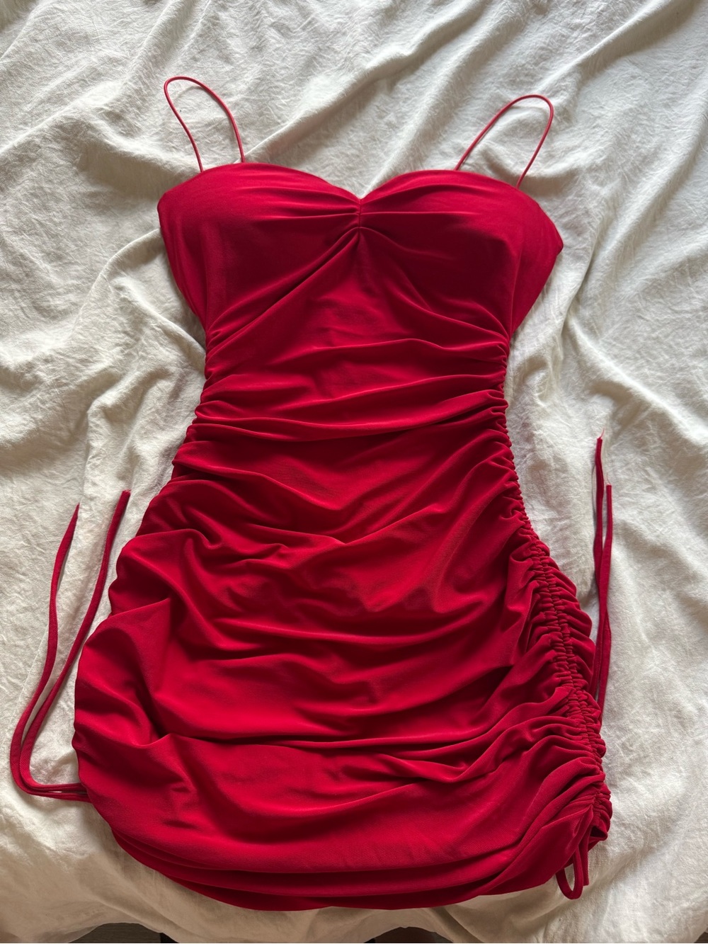 Windsor Red Ruched Bodycon Mini Dress - Women's Spaghetti Strap Dress